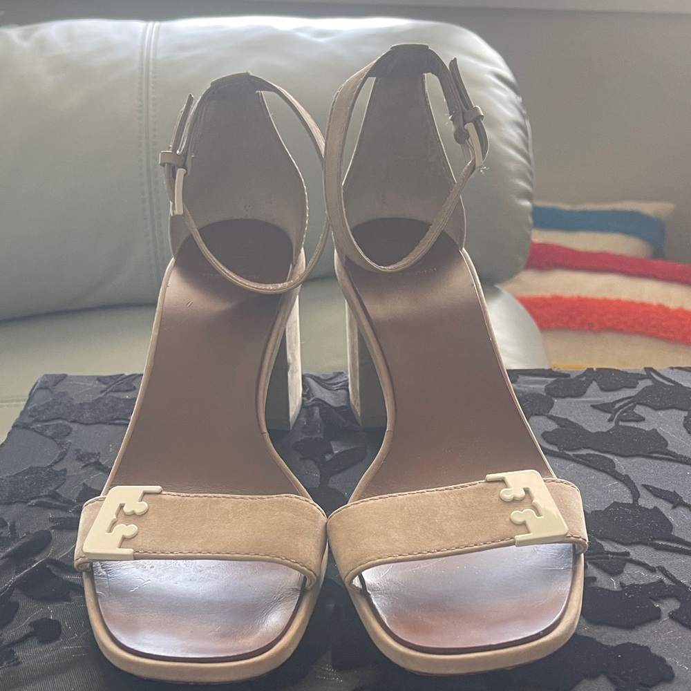 Tory Burch Tan Block Heel Sandals